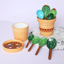 Carica l&#39;immagine nel visualizzatore di Gallery, Cucchiaio dosatore da cucina in ceramica a forma di cactus con base - Utensile domestico carino e funzionale
